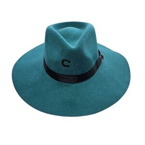 Teal Wide-Brim Fedora Hat Charlie 1 Horse Size Small